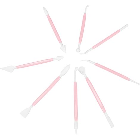 8-teiliges Gebäckwerkzeug-Set, Fondantstift zum Dekorieren von Torten, DIY-Gravurzubehör, Küchenutensilien in Rosa (1/5)