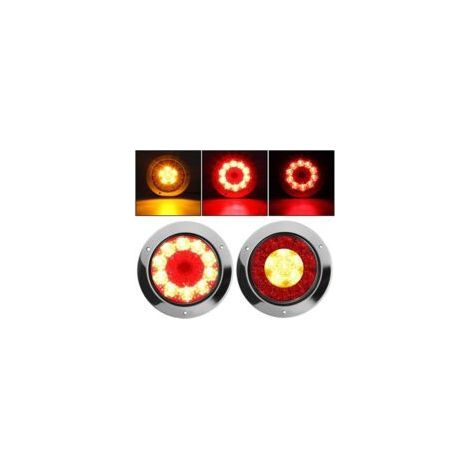 Compatible avec les feux arrière de remorque Lntyq 2x16 LED, 12/24 V, incluant feu stop, feu de position, feu de freinage et clignotant. Étanche, convient aux fourgonnettes, camping-cars, etc. (1/2)