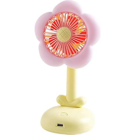 Ventilateur de table de chevet Petit ventilateur à fleurs pour refroidissement de chambre à coucher – Circulateur d'air rechargeable par USB à 2 vitesses pour dortoir, chambre, bureau, école (1/5)