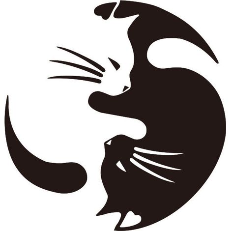 Yin-Yang-Katzen-Vinylaufkleber für Katzenliebhaber, für Auto, Wand und Laptop, 2er-Set (1/4)