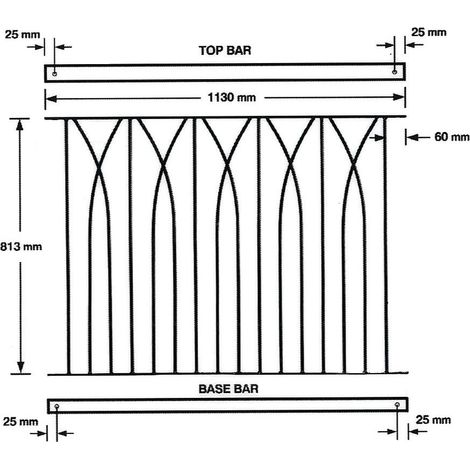Deco Decking Fence Panel - Solid Steel - FIts Gap of 1130 mm x 813 mm High - Electro Galvanised/Black Powder Coated