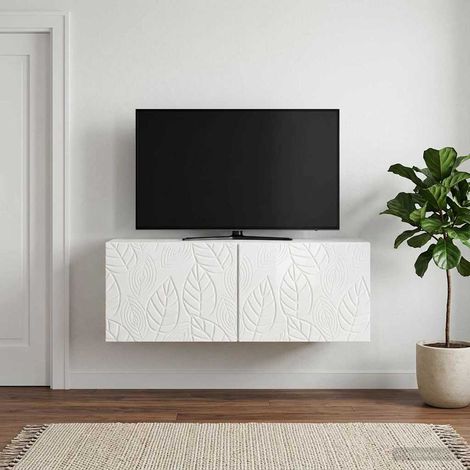 Wandmontierter TV-Schrank 59,5 x 41 x 30 cm Hochglanz Weiß (1/5)
