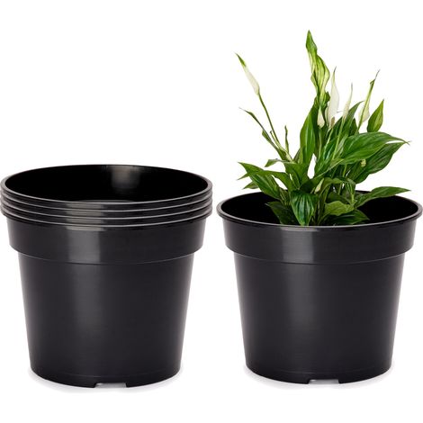 Garronda Pots Horticulture Ronds Pots pour Culture de Plants de Plantes et Fleurs GD-0025 (5 Pièces Noir, ⌀ 31 cm H 24 cm)
