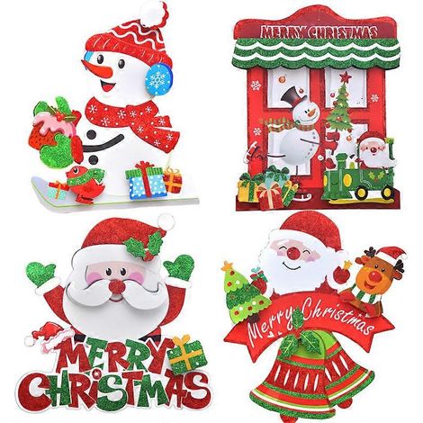 Lot de 4 décorations de Noël Père Noël, décorations de Noël américaines (1/5)