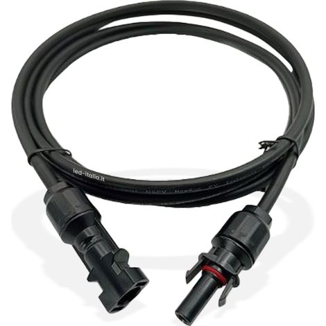 Prolunga di Cavo Solare 2.5m con Connettori Maschio e Femmina per Pannelli Fotovoltaici Colore Nero