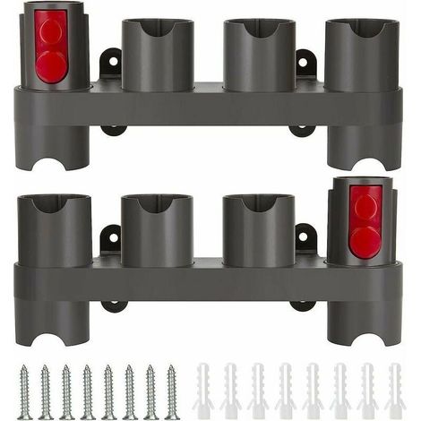 Support Accessoires pour Dyson V7 V8 V10 V11 Aspirateur Support Mural Organisateur avec 10 Prises de Rangement 2 Pièces Gris (1/5)