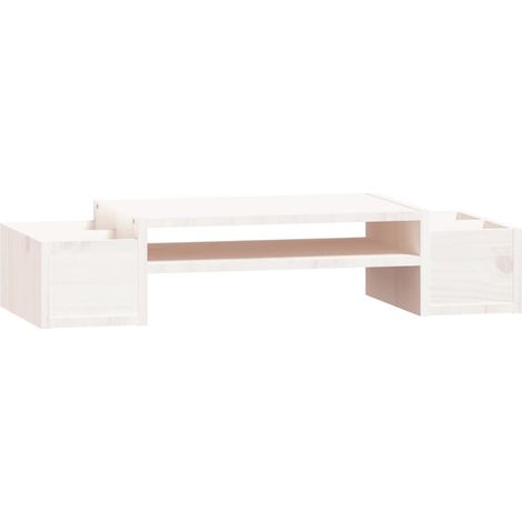 Support de moniteur Blanc 70x27,5x15 cm Bois de pin solide