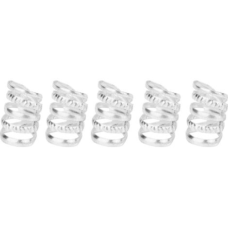 5 perles à cheveux métal rétro pour barbe et dreadlocks, mariage fête cosplay, argenté, pack de 5 (1/5)