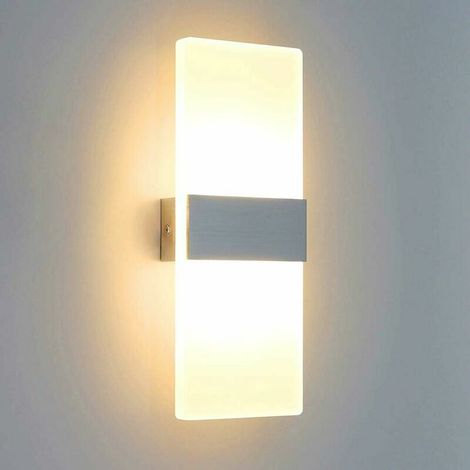 Applique Murale Intérieur LED 6W Lampe Murale Moderne en Acrylique Aluminium Eclairage Lumière pour Chambre Chevet Couloir Salon Salle Bureau Restaurant Bar Lit Htel Blanc Chaud [Classe énergétique A+ (1/5)