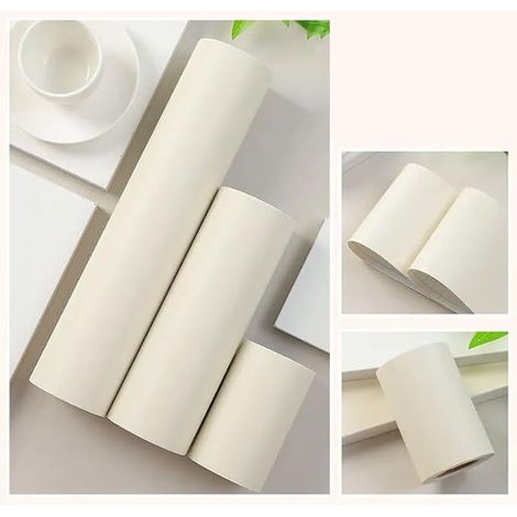 Bordure de papier peint beige Décoration murale amovible Frise Murale Autocollant Papier Peint Autocollant imperméable en PVC Plinthe 10cm X 500cm (1/5)