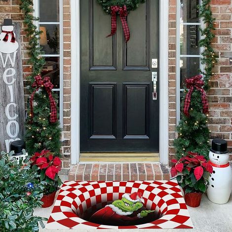 Non-slip Christmas Decoration Door Mat, 3D Optical Illusion Red Fluffy Carpet, 40cm60cm (1/5)