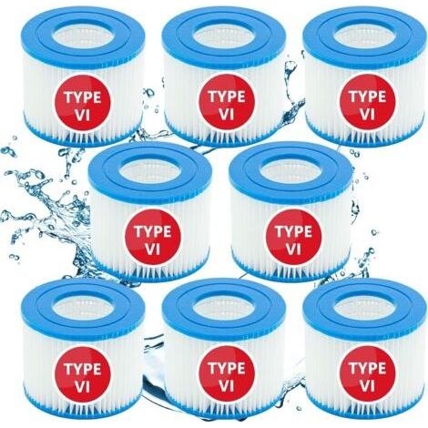 Cartouche defiltre Piscine Type VI, pour Bestway Type VI Pool Filter, Taille 6-58323 pour Filtre Spa pour bestway pour Lay-z-Spa Miami, Vegas, Monaco, pour Nettoyage Filtre Spa, 8pcs (1/5)