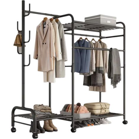 Portant à vêtements double robuste, support de suspension pour vêtements, étagère de garde-robe ouverte, Royaume-Uni