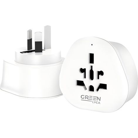 Adaptateur de voyage certifié, 10 A 250 V, adaptateur de prise universel, accessoire de sécurité portable pour une utilisation lors de voyages internationaux. (1/2)