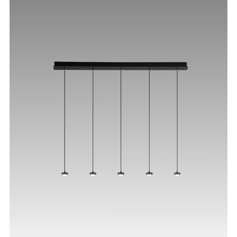 Suspension Led 5 Lumières En Aluminium Et Métal Noir Mat, Design Moderne Linéaire, 25W, 3000K, Lumière Chaude Et Accueillante - Marque Perenz (1/3)