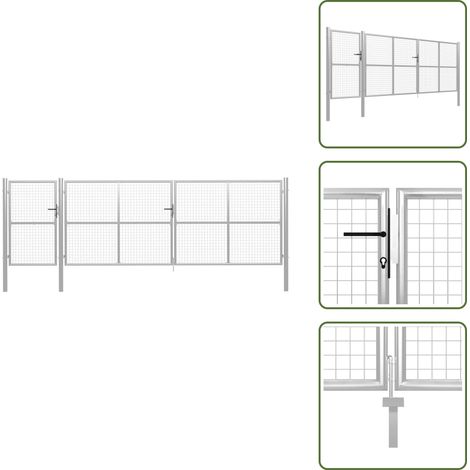 The Living Store Gartentor aus Stahl 500 x 150 cm Silber - Stahl (1/5)