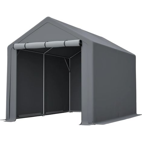 Tienda de almacenamiento exterior, tejido resistente, diseño impermeable, gris, 6x10 pies (1/2)