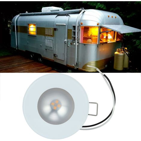 Plafonnier rond à DEL de 2,8 pouces pour VR/yacht/bateau, 12/24 V CC, lumière blanche chaude, étanche, pour salle de bain (6969101-WH30-WH) (1/5)
