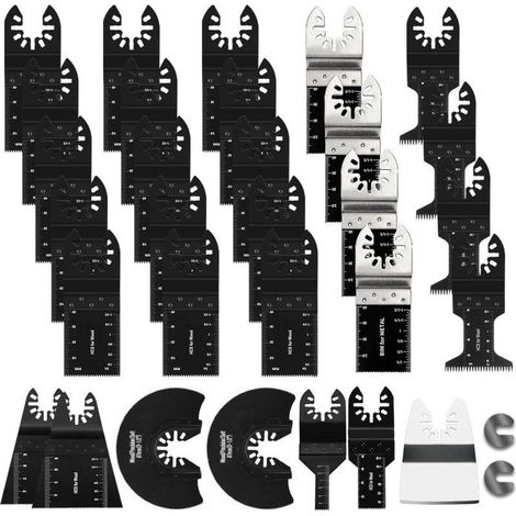 Kit de 31 lames de scie oscillantes à monter soi-même, pour le bois, le métal, le bois, professionnel, à dégagement rapide, universel (1/5)