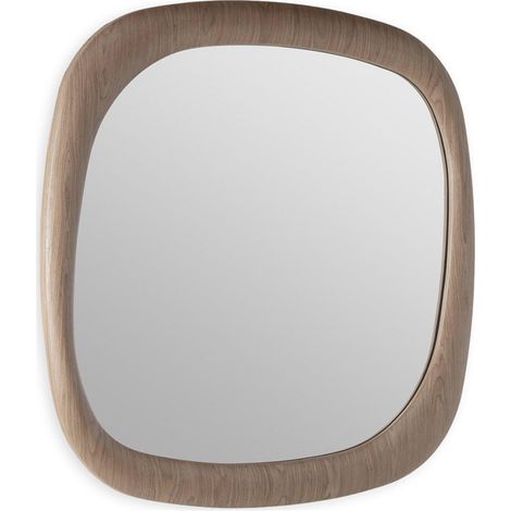 Miroir carré arrondi en bois brun - brun (1/4)
