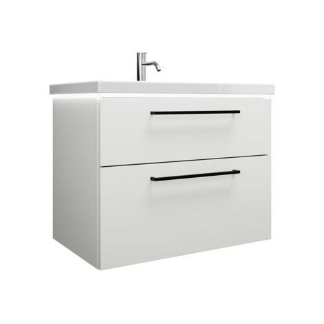 Vasque en céramique Burg Eqio + meuble sous-vasque, blanc brillant/blanc alpin GR0234