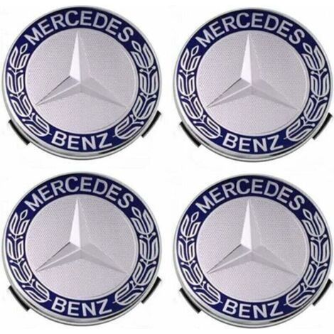 Juego de 4 tapacubos compatibles con Mercedes Benz de 75 mm - Azul,