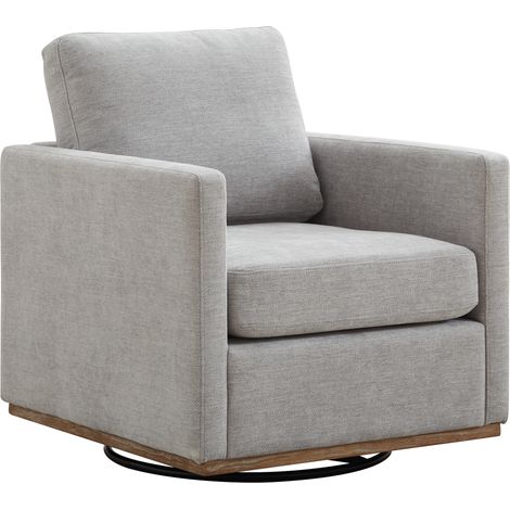Fauteuil pivotant rembourré à 4 faces, fauteuil confortable, fauteuil club 360° & lounge avec accoudoirs pour salon, chambre, appartement et chambre d’enfant,Gris