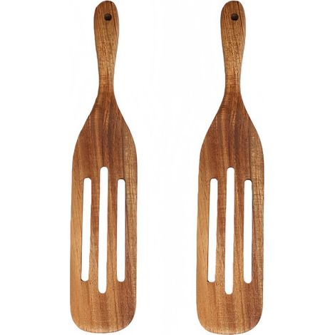 pièces - Travers de porc en bois - Teck - Travers de porc pour usage domestique - Ustensiles de cuisine antiadhésifs - 33 x 6,5 cm - Marron (1/5)