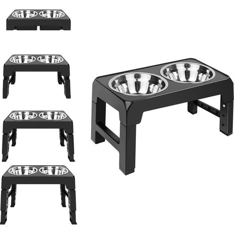 Bol pour chien à hauteur réglable, 4 types de support de bol pour chien antidérapant en hauteur, avec 2 bols de nourriture en acier inoxydable, adaptés aux petits, moyens et grands animaux de compagni