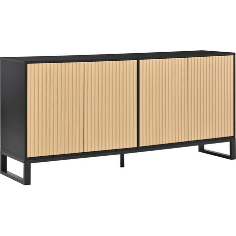 Aparador zapatero con 4 puertas, estantes regulables, MDF/PB, 160x40x75 cm (1/5)