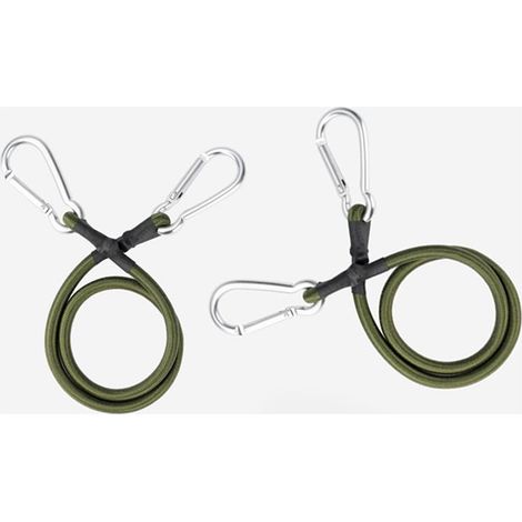 Cordon élastique avec crochet à clip, mousqueton, connecteur de corde de rivière, accessoires, cordon de montage vert armée de 3/8" de diamètre, crochet argenté (vert armée, 24", paquet de 2) (1/5)