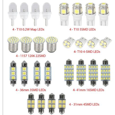 Universelles 28-LED-T10-Autolampen-Set – Weiße Innenraumbeleuchtung, Kennzeichenbeleuchtung, Kartenleseleuchte. (1/5)