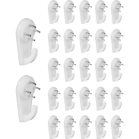 Lot de 50 crochets autocollants pour cadres photo en plastique blanc installation sans perçage pour fixer cadres photos miroirs tableaux œuvres d'art et décorations murales (1/5)