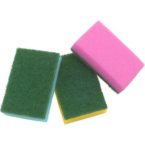 24CF SPUGNA ABRASIVA COLORATA 10 PZ. col. Assortiti cm. 9x6x3 h