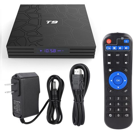 Boîtier TV Android 8.1 T9 RK3318, 32 Go, WiFi 2.4G, Bluetooth, USB 3.0, prise US 110-240V (1/5)