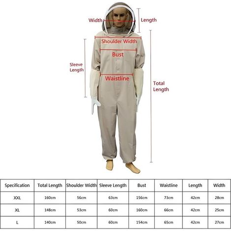 Tuta da apicoltore, tuta professionale da apicoltore con guanti e protezioni, tuta integrale XXL da apicoltore, attrezzatura di protezione dalle vespe per apicoltori (1/4)