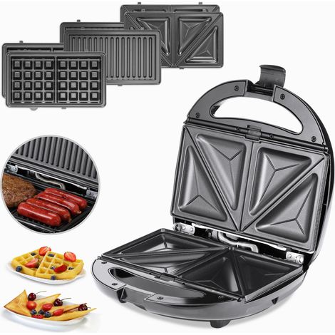monzana tostiera grill a contatto 3 in 1 piastra per waffle da tavolo panini sandwich 800W antiaderente BPA free