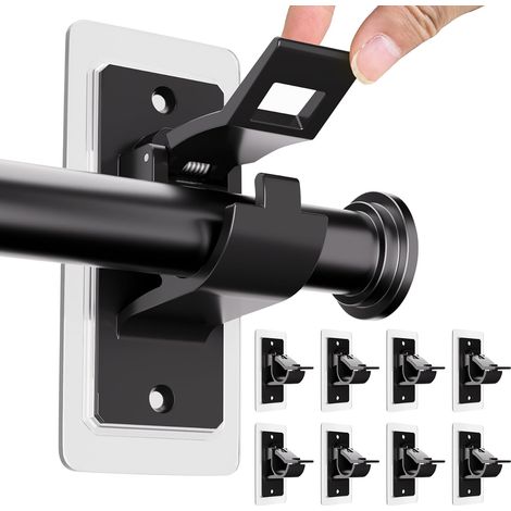 8 pièces Support de Tringle à Rideaux sans perçage, Supports adhésifs pour Tringle, sans Trou, Crochets pour Tringle à Rideaux Polyvalents sans Clous pour Salle de Bain, Chambre à Coucher, (1/5)