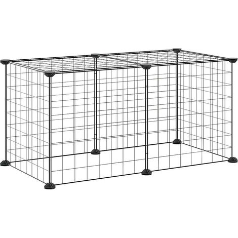 Maison Exclusive - Gabbia per Animali Domestici 8 Pannelli Nero 70x35x35 cm Acciaio (1/5)