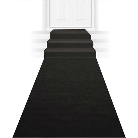 Tapis de couloir noir en polyester avec ruban adhésif double face pour une utilisation intérieure/extérieure, décorations de fête et de remise de prix, 61 cm x 4,6 m (1/5)
