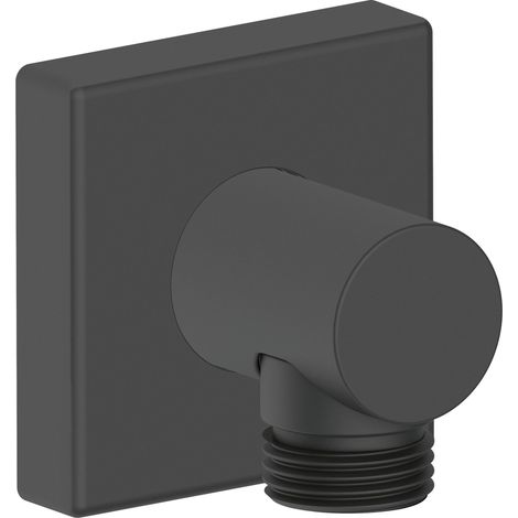 Wandanschlussbogen Duravit Universal, mit eckiger Wandabdeckung, Schwarz Matt (1/3)