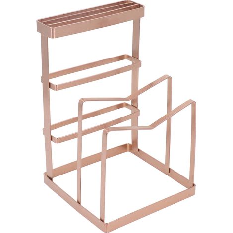 Support pour planches à découper, organisateur et rangement, porte-couteaux multifonctionnel pour plan de travail, porte-couvercles de casseroles et poêles, or rose (1/5)