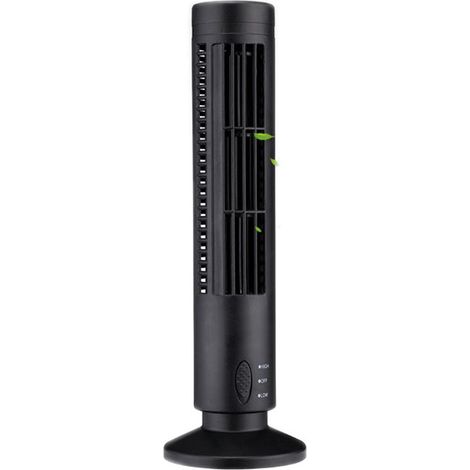 Ortviai Ventilateur sur tour USB sans pale, 2 vitesses, oscillant, noir, 33 cm – Rafraîchissement puissant pour bureau et domicile