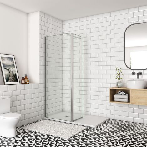 Paroi de douche à l'italienne 90x200cm, paroi fixe murale avec retour pivotant 50x200cm et une barre de fixation 70-120cm Océan (1/5)