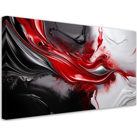 Tableau déco Abstraction 3D rouge et noir 100x50 (1/5)