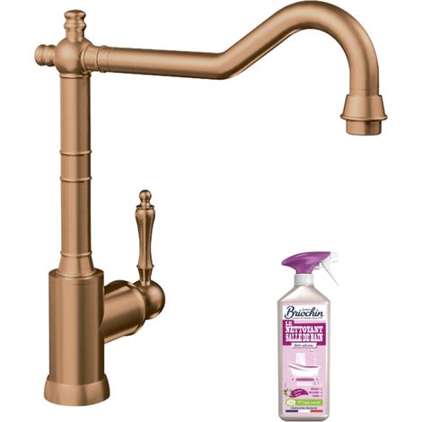 Villeroy & Boch – Robinet de cuisine mitigeur Avia 2.0 en acier inoxydable – Finition mat – Pivotement 360° – Jet confort éco – Nettoyant inclus 750mL