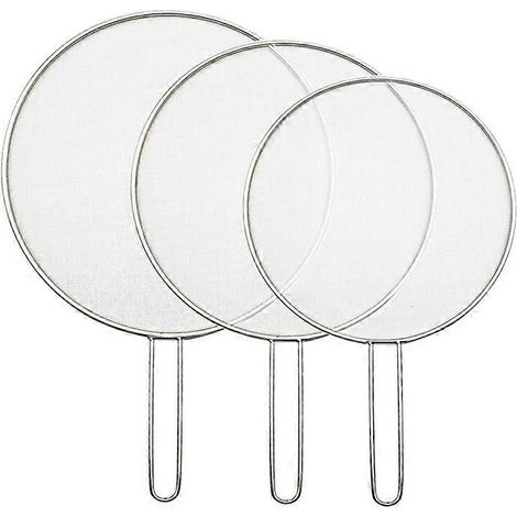 Set aus 3 Edelstahl-Topfdeckeln mit Spritzschutz (1/5)