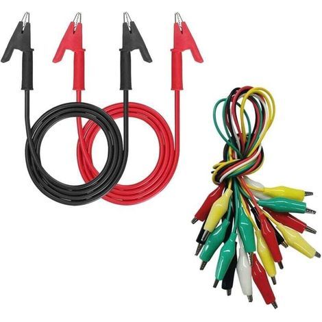 pinces crocodiles fils de test cable de fil de crocodile à double extrémité avec clips isolants test cable de cuivre flexible pour les tests électriques (1/5)