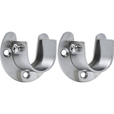 Extremos de barra para ropa de acero inoxidable de 32 mm, juego de 2 soportes de barra resistentes con tornillos, en forma de U, fáciles de instalar y retirar (1/5)