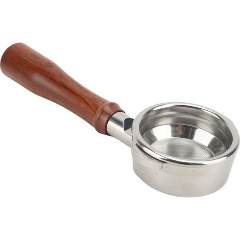 Porte-filtre sans fond en acier inoxydable, compatible avec les cafetières Breville dotées d'une poignée en bois de 58 mm, 2 supports pour les séries 9, 920, 980 et 990. (1/2)